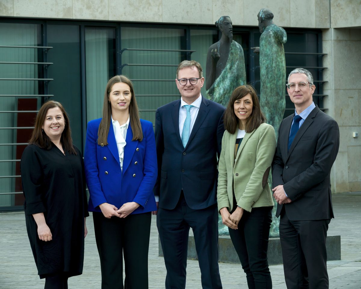 (L-R) Matheson's Nicola White, Newman Fellow Dr Saoirse Enright, Matheson Managing Partner, Michael Jackson; Prof Sara Benedí Laheurta and Dean of Law Prof Laurent Pech