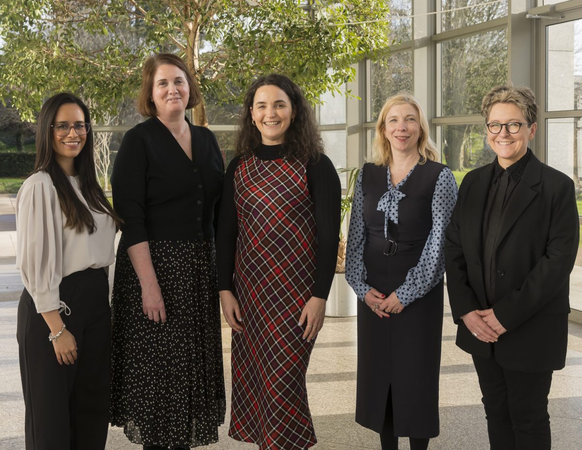 (L-R) Group Leadership and Development Coordinator Smurfit Kappa, Adriana Berges; Group Director of Smurfit Kappa Deirdre Cregan; UCD Newman Fellow, Dr Deirdre Brennan; Principal, UCD College of Engineering and Architecture and UCD Vice-President for Equality, Diversity and Inclusion, Prof Aoife Ahern and Assoc Prof in Gender Studies Dr Aideen Quilty.