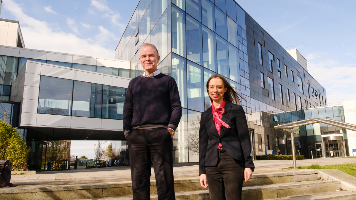 Prof Desmond Tobin and Dr Joanna Stefan in standing in front of UCD Charles Institute of Dermatology.